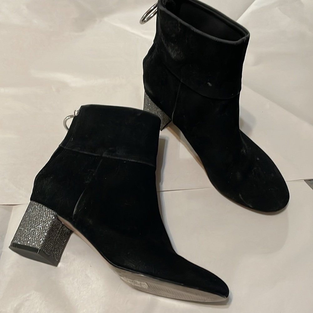 H&M suede bootie with sparkle heels
